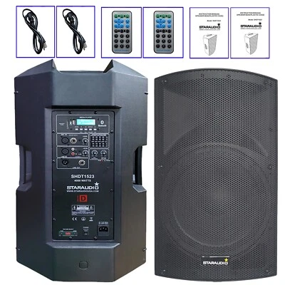 Pair 15 Inch Powered Speakers 4000W Active Speaker Bluetooth PA Karaoke Speakers - Image 1 of 4
