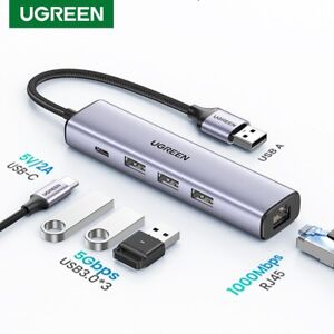 Ugreen USB 3.0 Ethernet Adapter 1000Mbps Network Card RJ45 Lan USB HUB PC Laptop