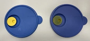 Tupperware 2648A-3 & 4 Blue Crystalwave Replacement Lids Yellow Vents Microwave - Picture 1 of 9
