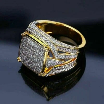 Anillos de Titanium Chapado En Oro 14k Sortijas Para Hombre Joyeria Fina Anel - Image 1 of 4