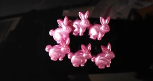 6 PINK RABBIT SHAPED BUTTONS - Picture 1 of 2