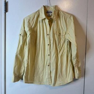 Women vintage yellow pastel Columbia Sportswear shirt 90's Size Large - Picture 1 of 4
