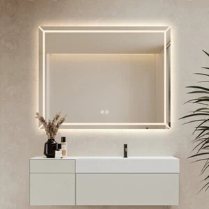 Rectangular Frosted LED Mirror Frontlit 70 x 90 Frameless - Picture 1 of 8