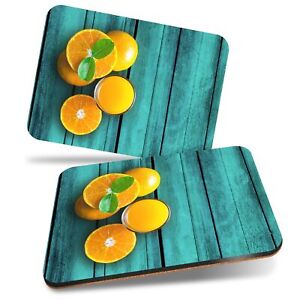 2x MDF Cork Placemat 29x21.5cm Orange Juice Healthy Eating Fruit #21608