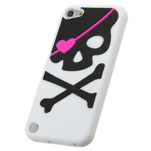 For iPod Touch 5th 6th & 7th Gen - White Skull Pirate Soft Rubber Silicone Case