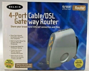 Belkin F5D52304 4-Port Cable/DSL Gateway Router Ethernet 10/100BT Gaming - Picture 1 of 3