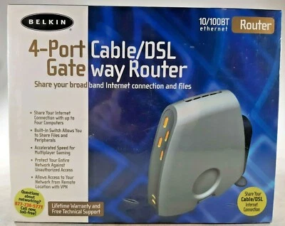 Belkin F5D52304 4-Port Cable/DSL Gateway Router Ethernet 10/100BT Gaming - Image 1 of 3