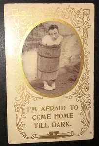 1911 Vintage Postcard "I'm afraid to come home till dark" RPPC Humor - Picture 1 of 2