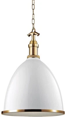 Hudson Valley 7718-WAGB Viceroy 1 Light 17 inch White / Aged Brass Pendant - Image 1 of 4