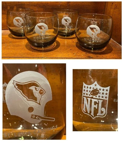 VINTAGE RARE Barware Drinking Glasses NFL ST. LOUIS CARDINALS 12 oz. 4-Piece Set Cover