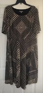 ROZ & ALI Women's Size 16 Fit & Flare Slip On Knit Black & Brown Dress ~ EUC - Picture 1 of 7