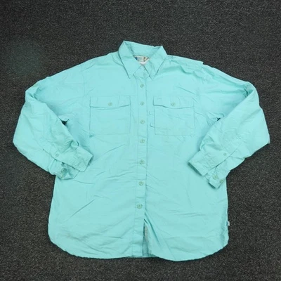 Magellan Sportswear Shirt Womens Medium Aqua Vented Fishing Nylon Long Sleeve - Image 1 of 4