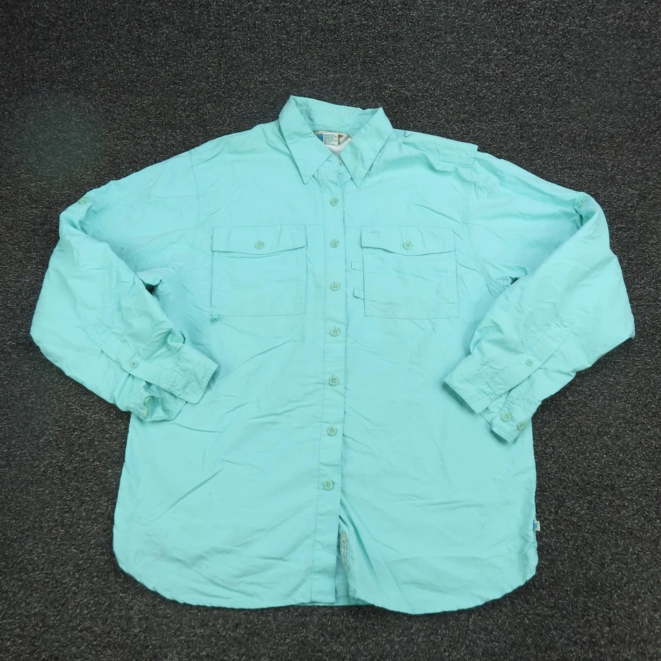 Magellan Sportswear Shirt Womens Medium Aqua Vented Fishing Nylon Long Sleeve - Image 1 of 4