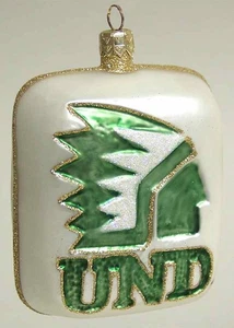 Slavic Treasures Glasscot Ornaments North Dakota Fighting Sioux-Disk Box 4155990 - Picture 1 of 1