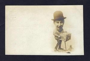 c1905 RPPC Postcard Comic Exaggerated Caricature Man with Crank Camera - Picture 1 of 2