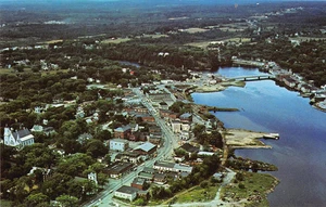 Calais ME Main Street Innenstadt Luftaufnahme St. Croix River Bridge Postkarte - Bild 1 von 2