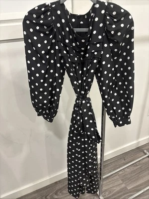 Vestido Marc Jacobs Midi Lunares Blanco y Negro Talla 0 Nuevo Con Etiquetas Foto 1 de 3