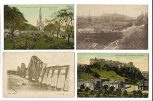 Scotland, Edinburgh, Castle, Forth Bridge, Scott Monument,Four Postcards, 1900's - Picture 1 of 2