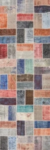 Patchwork Turkish Runner Rug 3x10 Hand-knotted Perfect for a Bold Modern Style - Picture 1 of 8