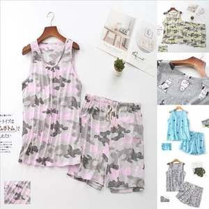 COTTON Pyjamas Set Pj Womens Summer Vest Top Shorts UK 1 set Nightwear Size - Picture 1 of 13