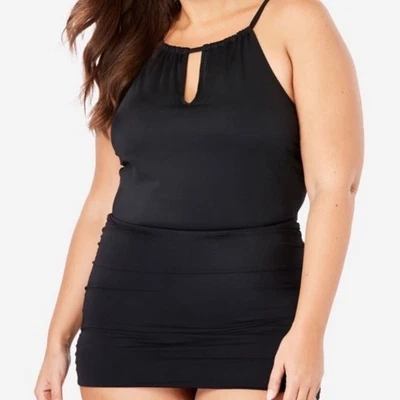 NWT Swimsuits for All black ruched swimsuit dress 24 - Image 1 of 4