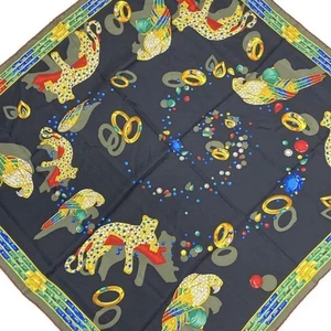 Bufanda Cartier - Oro Negro Multi Joyería/Joyería/Pantera/Impresión de Leopardo Seda - Imagen 1 de 5