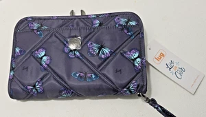Lug Large Continental Wallet Zeppelin Butterfy Grey Print NWT - Picture 1 of 7