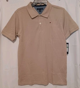 Tommy Hilfiger Boys Polo Shirt Youth Size Large (14) Beige Tan Short Sleeve New - Picture 1 of 2