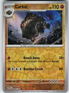 Pokemon Carkol 094/162 SV05: Temporal Forces NM Reverse Holo card - Picture 1 of 2