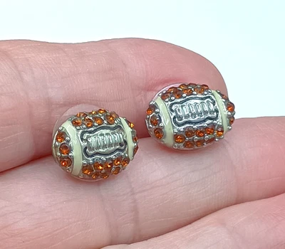 Brincos de futebol de strass cravejado de esportes de outono 1/2" - Imagem 1 de 4