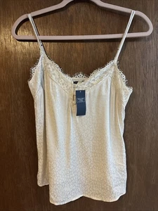 abercrombie fitch lace camisole tank top sz XS cream 3 buttons NWT - Picture 1 of 7
