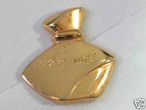 Reve Voile Perfume Bottle Pin, Rare French Perfume Collector Pin Gold tone - Picture 1 of 3