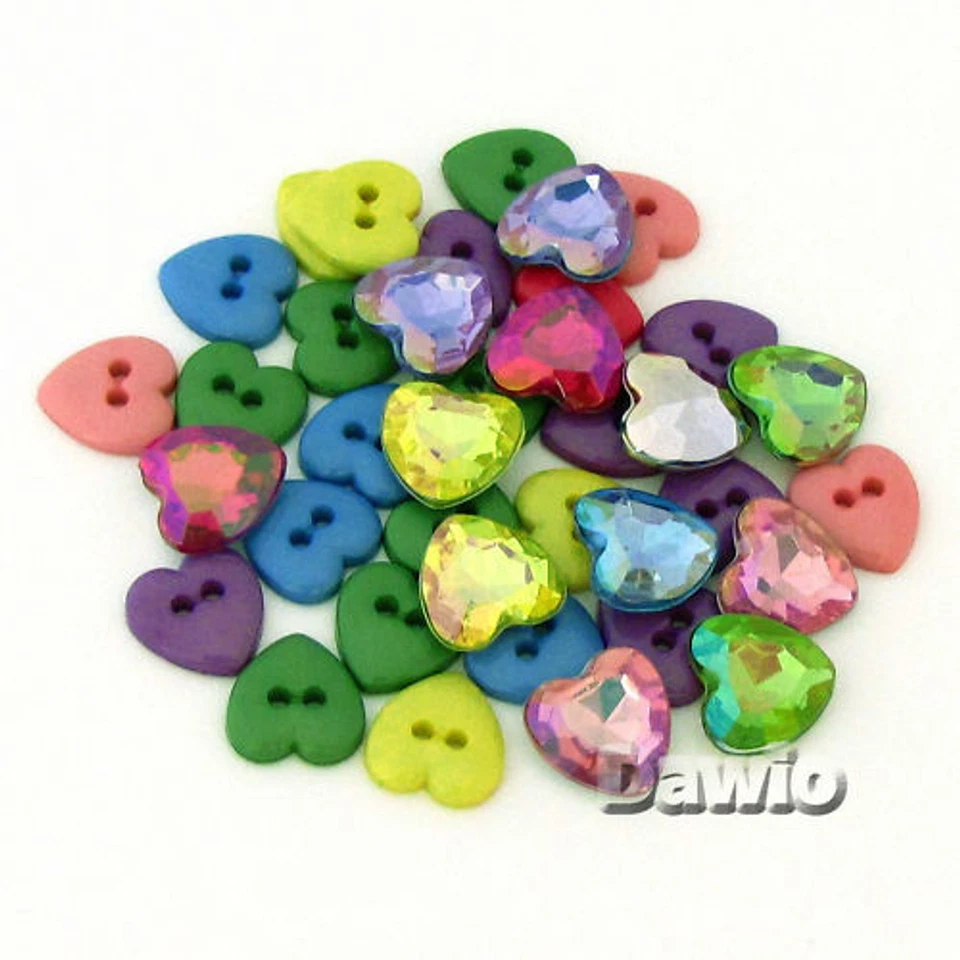 Herzen, mini, bunt, facet Patchwork Scrap Bastel Knöpfe - Bild 1 von 1