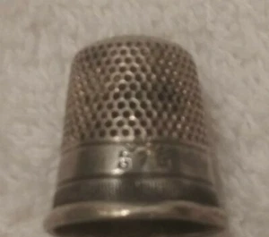 Antique Thimble, Sterling 7, Silver, Sewing, simple design . - Picture 1 of 12