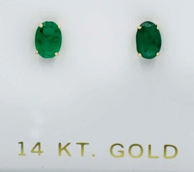 GENUINO PENDIENTE ESMERALDA 1.36 Cts ORO 14k Certificado Gratuito Evaluación - Nuevo con Etiquetas Foto 1 de 4