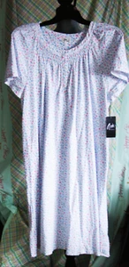 ARIA NIGHT GOWN Raglan short sleeves WHITE DITSY FLORAL 100% COTTON Women 2X NWT - Picture 1 of 1