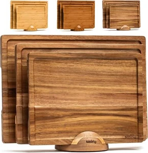 Wood Cutting Boards For Kitchen Meal Prep & Serving, Bamboo Cutting Board Set - Picture 1 of 6