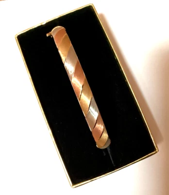 14K Yellow White Rose Gold Milor ITALY Textured  Bangle 7.5" Bracelet - Stunning - Image 1 of 4