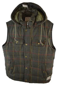 Jack Wills Mens Wool Blend Check Down Fill Gilet Padded Vest Size M - Picture 1 of 9