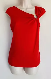 MICHAEL KORS Women's Red Sleeveless Stretch Red & Gold Blouse Top Size Medium - Picture 1 of 11