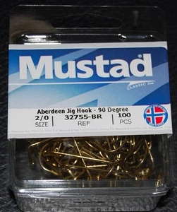 100 ganchos plantilla Mustad 32755BR talla 2/0 bronce Aberdeen 90 grados 32755BR-20 - Imagen 1 de 2