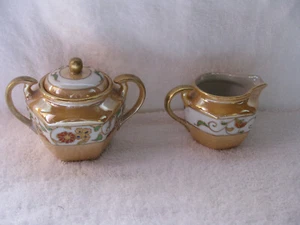 JUEGO DE CREMA Y AZÚCAR, ARTÍCULOS LUSTER VINTAGE, NIPÓN PINTADO A MANO, HECHO EN JAPÓN - Imagen 1 de 15