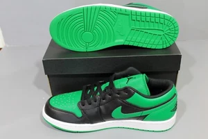 NEW Men's NIKE AIR JORDAN 1 Low Sneakers Black / Lucky Green 55358 065 - Picture 1 of 7