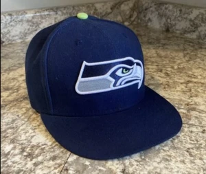 Seattle Seahawks Hat New Era Men’s Size 7 3/8 59FIFTY Fitted Hat Navy Blue NFL - Picture 1 of 6