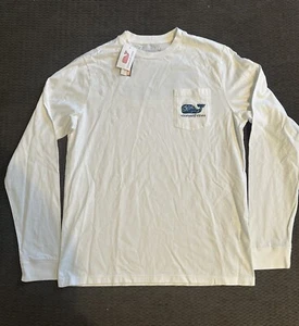 Vineyard Vines T Shirt Youth XL 18 White Long Sleeve Pocket Tee Whale NWT NEW - Picture 1 of 6