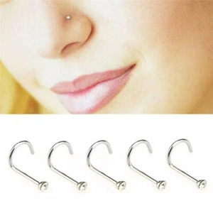 10 ORECCHINI NASO PIERCING NASINO IN ACCIAIO CHIRURGICO BRILLANTINO ZIRCONE 2 mm - Foto 1 di 8