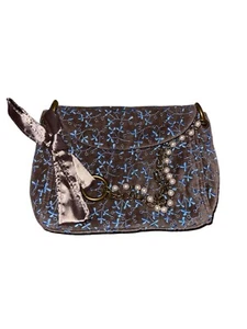 Gap Brown and Blue Floral Velvet Shoulder Bag - Picture 1 of 9