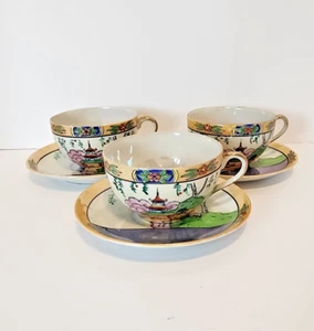 Oriental Teacups and Saucers - Picture 1 of 7