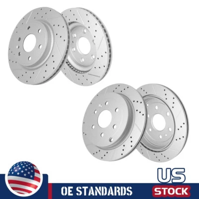 Rotores de freio a disco perfurados dianteiros traseiros para Chevy Traverse GMC Acadia Buick Enclave - Imagem 1 de 4