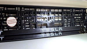 2x car number plate frame holder NEW UV DIRECT PRINT - Tesla *Authentic* - Picture 1 of 3